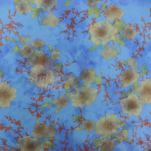 Blue floral power - blue, mesh