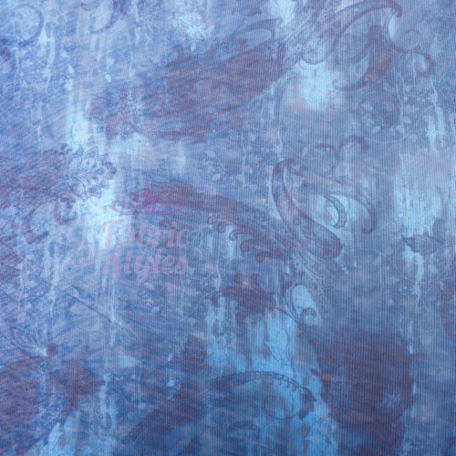 Blue paisley power mesh - paisley,