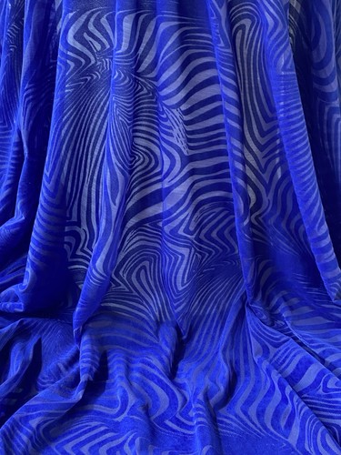 Royal blue flock stretch - flock, mesh
