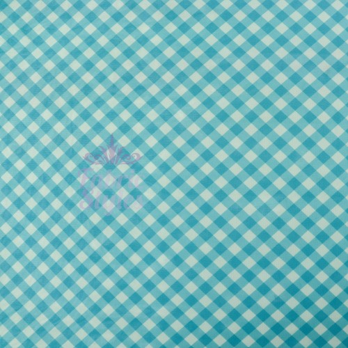 Blue gingham power mesh - gingham,