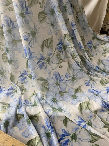 Blue floral thick stretch mesh - blue,