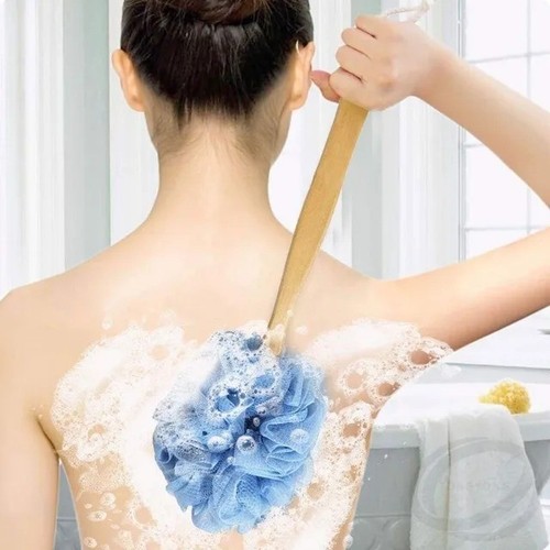 Blue wooden handle - blue, bath
