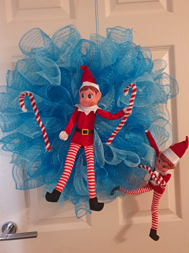 Blue mesh christmas door - blue,